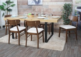 Krzesło do jadalni MCW-M59 (zestaw 6 sztuk),  ciemna rama, kremowy