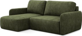 Narożnik lewostronny z funkcją spania - z tkaniny szenilowej - oliwkowy - LILO