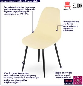 Kremowe krzesło metalowe na czarnych nogach C7-L92