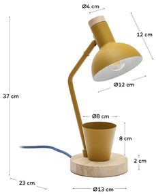 Musztardowa lampa stołowa z metalowym kloszem (wys. 37 cm) Katia – Kave Home