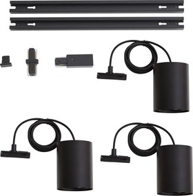 Nowoczesny system szynowy z 3 lampami wiszącymi czarny 1-fazowy - Iconic Holt