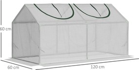 Outsunny Szklarnia Foliowa z Okienkiem PE Cieplarnia na Pomidory 119x60x60cm Biała | Aosom PL
