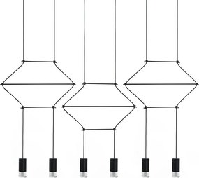 Geometryczna lampa wisząca z metalu i szkła Flusso Line 6