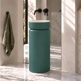 Massi Zestaw umywalka wolnostojąca RONA z korkiem, miska WC FLOW Green, stelaż i czarny przycisk