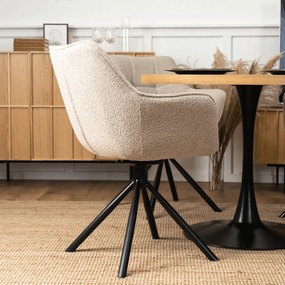 Krzesło Tapicerowane Obrotowe PEONY Beżowe Nowoczesne Loft