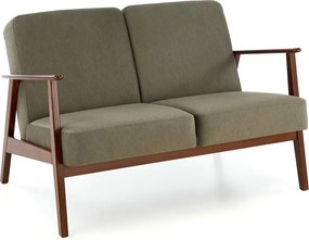 Oliwkowa drewniana sofa tapicerowana H9-D49