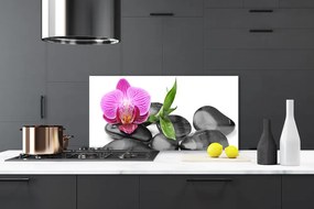 Szkło do Kuchni na Ścianę Wyciszenie Zen: Kwiat i Kamień