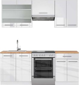 Aneks kuchenny biały wysoki połysk/biały 200x60x81.6 fame-line