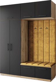 Masseno Garderoba REMA 180/240/60 cm Nowoczesna Szafa do Przedpokoju Dąb wotan, MONOLITH 48 (Żółty)