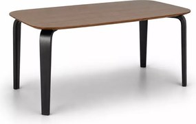 Stół Pelo 160x90 cm – prostokątny stół z naturalnej okleiny w kolorze orzechowym z melaowymi czarnymi nogami