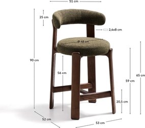 Hoker w kolorze zielono-ciemnonaturalnym z litego drewna jesionowego (wysokość siedziska 65 cm) Granite – Kave Home