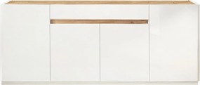 Komoda 4-drzwiowa z 1 szufladą - Biały i Naturalny - EMORA