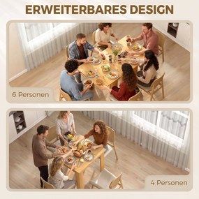 HOMCOM Stół rozkładany 70/140 x 80 cm Nowoczesny stół jadalniany dla 4–6 osób Oszczędzający miejsce do kuchni i jadalni | Aosom PL