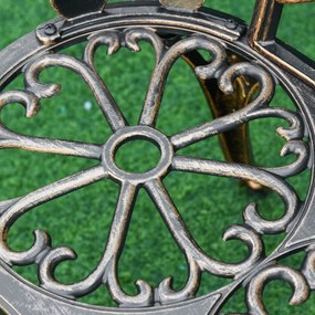 Outsunny Ławka ogrodowa 2-osobowa z metalu, ławka w stylu retro z motywem kwiatowym 100 x 54 x 78 cm, brązowa | Aosom PL
