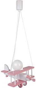 Różowa dziecięca lampa wisząca samolot drewniana - S199 B6-P40