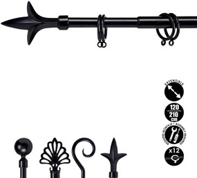 Czarny metalowy karnisz VALANCE TRIDE 120-210 cm