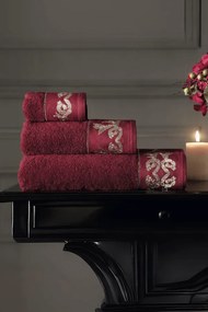 Podarunkowy zestaw ręczników  DURANTE, 3 szt Bordowy Zestaw (ręcznik 30x50cm, ręcznik 50x100cm, ręcznik 75x150cm)