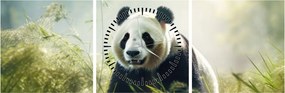 Obraz - Panda (z zegarem) (90x30 cm)