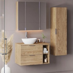 Zestaw do Łazienki 80cm Szafka Regał Blat Dąb Olejowany Pile