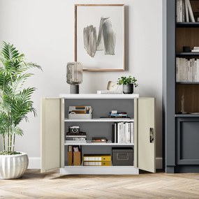 Szafka biurowa BEATA, 900 x 930 x 400 mm, Eco Design: biała/ dąb sonoma