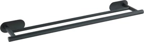 Matowy czarny podwójny ścienny uchwyt na ręczniki ze stali nierdzewnej Wenko Orea Rail Duo Turbo-Loc®