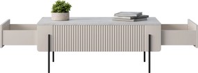 Stolik kawowy z szufladami Malmi 100 cm - kaszmir / crema bianca / czarne nóżki