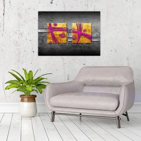 Obraz kolorowych kwadratów na czarnym tle (70x50 cm)