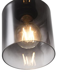Nowoczesna lampa wisząca czarna z dymionym szkłem, 4 źródła światła - Dame Nowoczesny Oswietlenie wewnetrzne