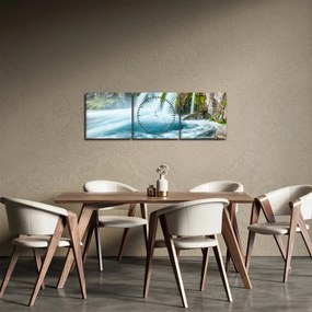 Obraz - Skały z wodospadami (z zegarem) (90x30 cm)
