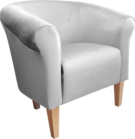 Fotel Milo tkanina Welur wygodny fotel tapicerowany do salonu i sypialni : Kolor nogi - Drewno, Kolor tkaniny - VELVET - MG39, Wysokość nogi - 20 cm
