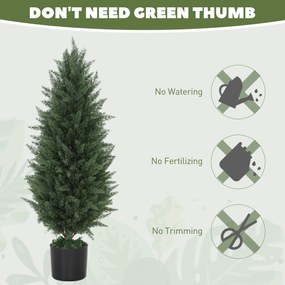 HOMCOM Zestaw 2 Sztucznych Cyprysów, Drzewka Sztuczne z 831 Liśćmi, z Cementową Doniczką, Odporny na UV, Sztuczna Roślina, 90 cm, Zielony