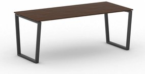 Biurko PRIMO IMPRESS, 200x90 cm, czarna podstawa, orzech