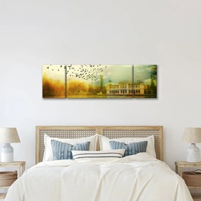 Obraz namalowanego krajobrazu z rezydencją (170x50 cm)