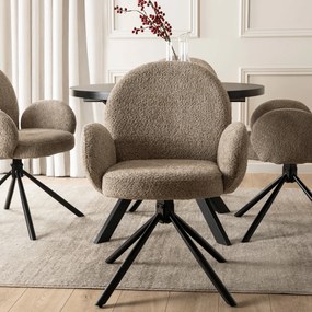 Krzesło Tapicerowane Obrotowe do Salonu MUSSO Brązowe Nowoczesne