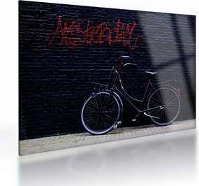 Obraz na szkle roweru w Amsterdamie (70x50 cm)