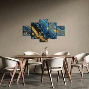 Obraz - Niebieska abstrakcja ze złotem (125x70 cm)