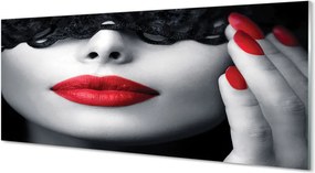 Szklany Panel Kobieta z Czerwonymi Ustami