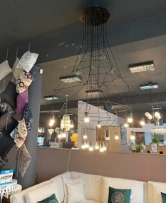 Metalowy żyrandol z kloszami ze szkła satynowego Flusso 20