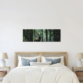 Obraz - Jeleń w głebokim lesie (z zegarem) (90x30 cm)