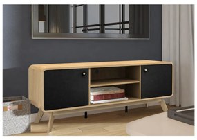 Czarna szafka pod TV w dekorze dębu 140x53 cm Cassie – Støraa