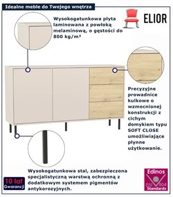 Duża komoda z szufladami 150 cm kaszmir + dąb artisan L9-P89