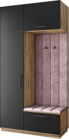 Masseno Garderoba REMA 120/240/60 cm Nowoczesna Szafa do Przedpokoju Dąb wotan, MONOLITH 62 (Wrzosowy)