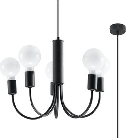 Żyrandole nowoczesny Minimo, stal - 5 źródło światła 4000K - L.45 x H.100 cm - czarny