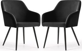 2x Welurowe krzesło tapicerowane gładkie Czarne ESTELLE Czarne nogi