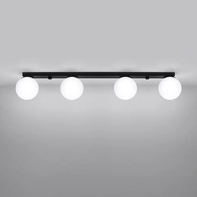 Plafony nowoczesny Zynfi, stal/szkło - 4 źródło światła 3000K - L.88 x H.14.5 cm - czarny