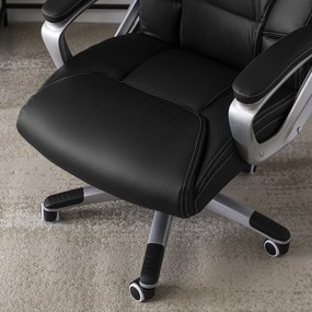 Fotel Biurowy Gabinetowy Obrotowy BRAVO Czarny Ekoskóra Nowoczesny