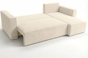 Rozkładana narożna sofa SMART BOUCLE 232x143 cm, kremowa, uniwersalna