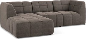 Brązowy narożnik z materiału bouclé (lewostronny/z szezlongiem) Aloha – Makamii