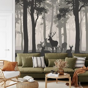 Fototapeta - Jeleń w lesie (196x136 cm)
