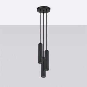 Lampa wisząca KARBON 3P czarna ryflowana  SOLLUX  LIGHTING